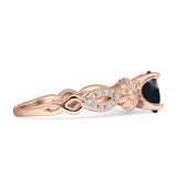 Black Onyx Sunflower Ring - 925 Sterling Silver Marquise
