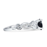 Black Onyx Sunflower Ring - 925 Sterling Silver Marquise