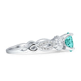 Vintage Style Sunflower Marquise Round Cubic Zirconia Ring 925 Sterling Silver