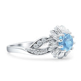 Sunflower Ring Infinity Twisted Round Cubic Zirconia 925 Sterling Silver