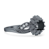 Sunflower Ring Infinity Twisted Round Cubic Zirconia 925 Sterling Silver
