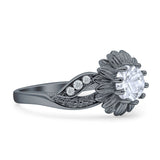 Sunflower Ring Infinity Twisted Round Cubic Zirconia 925 Sterling Silver