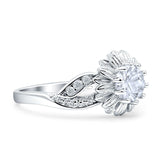 Sunflower Ring Infinity Twisted Round Cubic Zirconia 925 Sterling Silver