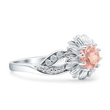 Sunflower Ring Infinity Twisted Round Cubic Zirconia 925 Sterling Silver