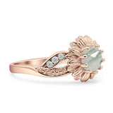 Sunflower Ring Infinity Twisted Round Natural Green Moss Agate 925 Sterling Silver