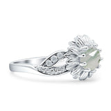 Sunflower Ring Infinity Twisted Round Natural Green Moss Agate 925 Sterling Silver