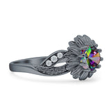 Sunflower Ring Infinity Twisted Round Cubic Zirconia 925 Sterling Silver
