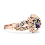 Sunflower Ring Infinity Twisted Round Cubic Zirconia 925 Sterling Silver