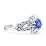 Sunflower Ring Infinity Twisted Round Cubic Zirconia 925 Sterling Silver