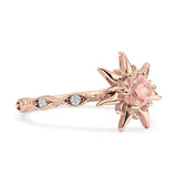Sun Ring Round Cubic Zirconia 925 Sterling Silver