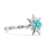 Sun Ring Round Cubic Zirconia 925 Sterling Silver
