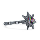 Sun Ring Round Cubic Zirconia 925 Sterling Silver