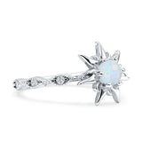 Sun Ring Round Cubic Zirconia 925 Sterling Silver