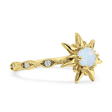 Sun Ring Round Cubic Zirconia 925 Sterling Silver