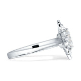 Flower Engagement Ring Cocktail Cubic Zirconia 925 Sterling Silver