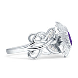 Sunflower Twisted Vine Leaf Engagement Ring Cubic Zirconia 925 Sterling Silver