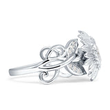 Sunflower Twisted Vine Leaf Engagement Ring Cubic Zirconia 925 Sterling Silver