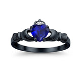 Heart Shape Simulated Cubic Zirconia Claddagh Wedding Ring 925 Sterling Silver