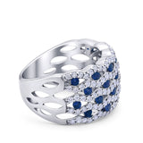 Half Eternity Fashion Band Ring Round Simulated CZ 925 Sterling Silver
