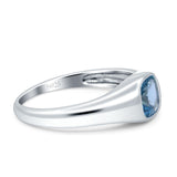 New Signet Wedding Engagement Ring Cushion Cut Simulated Cubic Zirconia Stone 925 Sterling Silver