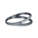 Half Eternity Ring Wedding Engagement Band Round Simulated Cubic Zirconia 925 Sterling Silver (6mm)