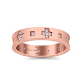 Eternity Ring Wedding Engagement Band Round Simulated Cubic Zirconia 925 Sterling Silver (4.5mm)