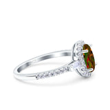 Halo Oval Art Deco Wedding Engagement Ring Simulated Cubic Zirconia 925 Sterling Silver