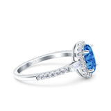 Halo Oval Art Deco Wedding Engagement Ring Simulated Cubic Zirconia 925 Sterling Silver