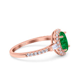 Halo Oval Art Deco Wedding Engagement Ring Simulated Cubic Zirconia 925 Sterling Silver