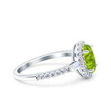 Halo Oval Art Deco Wedding Engagement Ring Simulated Cubic Zirconia 925 Sterling Silver