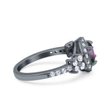 Halo Art Deco Wedding Engagement Bridal Ring Round Simulated Cubic Zirconia 925 Sterling Silver