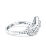 Half Eternity Snake Ring Band Simulated Cubic Zirconia 925 Sterling Silver (9mm)