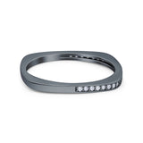 Half Eternity Ring Wedding Engagement Band Round Simulated Cubic Zirconia 925 Sterling Silver (1.7mm)
