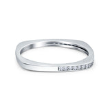 Half Eternity Ring Wedding Engagement Band Round Simulated Cubic Zirconia 925 Sterling Silver (1.7mm)