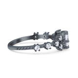 Art Deco Wedding Engagement Ring Round Simulated Cubic Zirconia 925 Sterling Silver