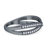 Crisscross Wedding Eternity Ring Cubic Zirconia 925 Sterling Silver