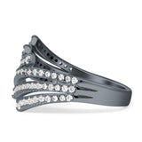 Bypass Stackable Statement Ring Cubic Zirconia 925 Sterling Silver