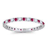 Stackable Band Ring Round Eternity Simulated CZ 925 Sterling Silver