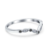 Marquise Curved Half Eternity Stackable Band Ring Simulated CZ 925 Sterling Silver