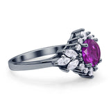 Art Deco Round Engagement Ring Cubic Zirconia 925 Sterling Silver