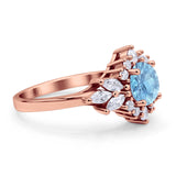 Art Deco Round Engagement Ring Cubic Zirconia 925 Sterling Silver