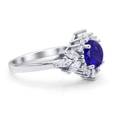 Art Deco Round Engagement Ring Cubic Zirconia 925 Sterling Silver
