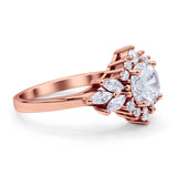 Art Deco Round Engagement Ring Cubic Zirconia 925 Sterling Silver