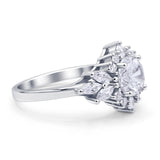 Art Deco Round Engagement Ring Cubic Zirconia 925 Sterling Silver
