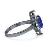 Vintage Style Oval Engagement Ring Simulated Cubic Zirconia 925 Sterling Silver