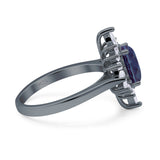Vintage Style Halo Oval Lab Alexandrite Engagement Ring