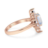 Vintage Style Halo Oval Natural Moonstone Engagement Ring
