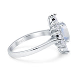 Vintage Style Halo Oval Natural Moonstone Engagement Ring
