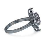 Vintage Style Halo Oval Natural Rutilated Quartz Engagement Ring