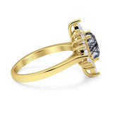 Vintage Style Halo Oval Natural Rutilated Quartz Engagement Ring